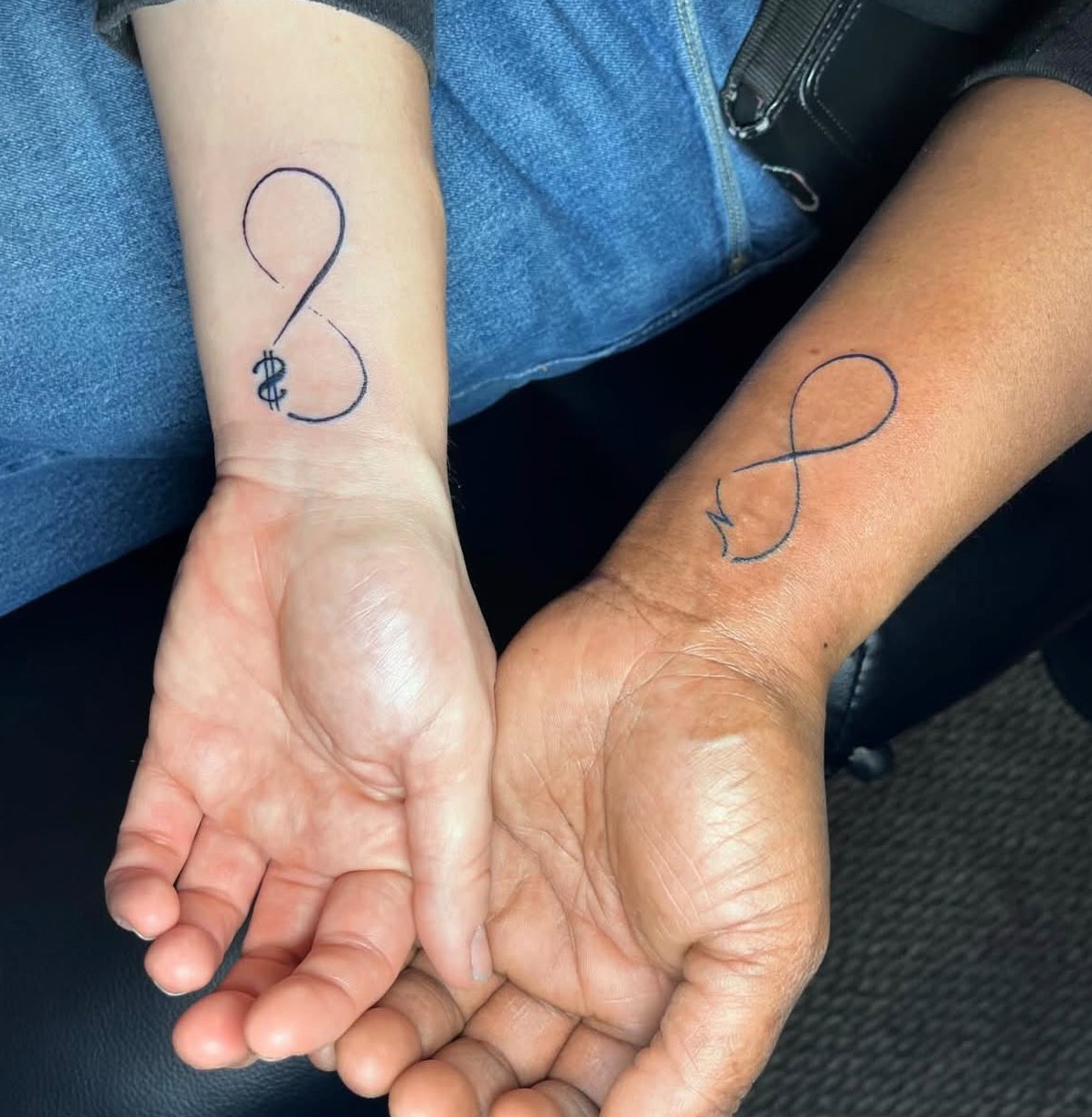 Matching infinity tattoo — fine line